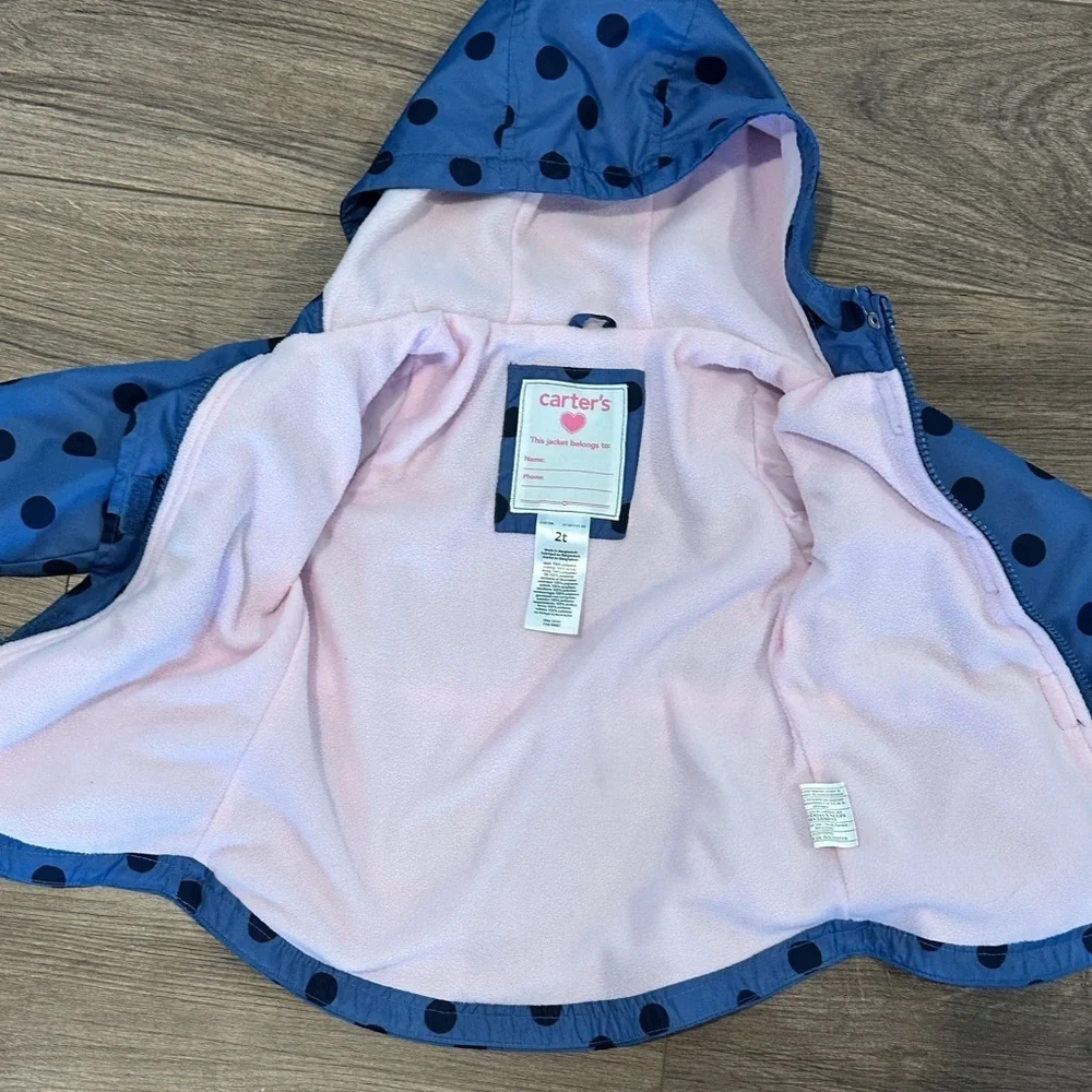 EUC Toddler Girls 2T Midweight Fleece Lined Anorak Coat Jacket by Carter’s
